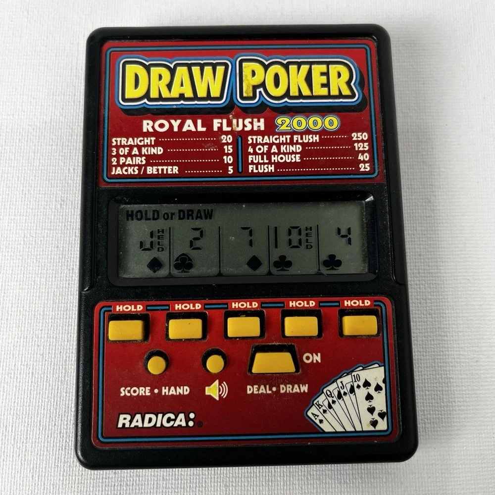 Vintage RADICA Draw Poker Royal Flush 2000 Handheld Electronic‎ Game Working